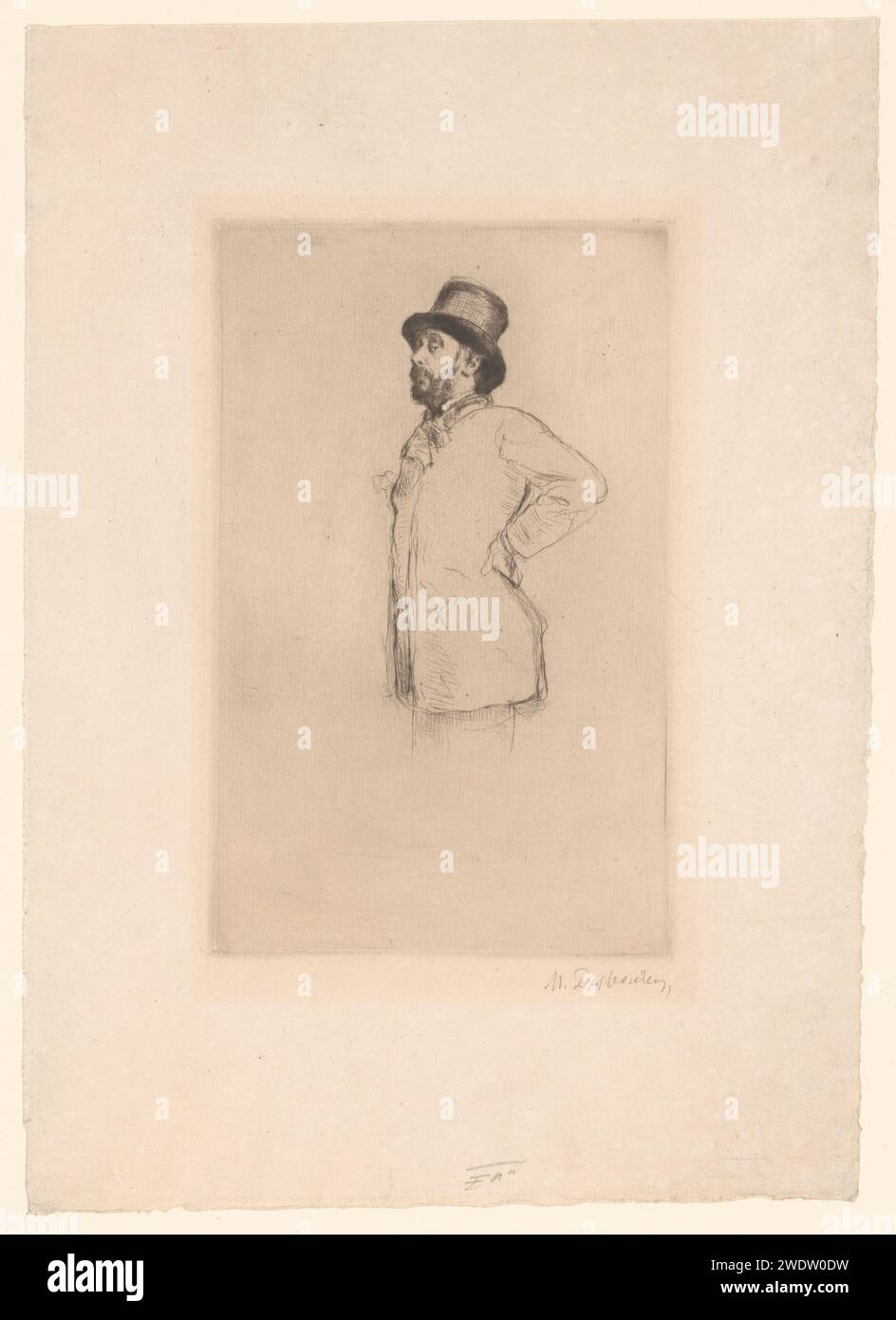 Porträt von Edgar Degas, Marcellin Gilbert Desboutin, 1876 gedruckt Frankreich Papier Trockenpunkt historische Personen. Porträt, Selbstporträt des Künstlers Stockfoto