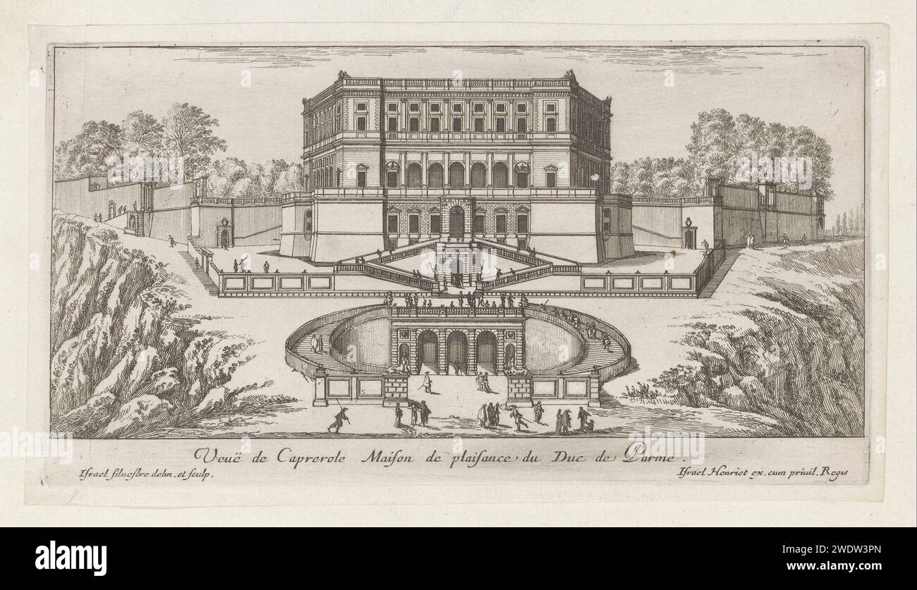 Ansicht der Villa Farnese in Caprarola, Israel Silvestre, 1620 - 1661 Print Ansicht der Villa Farnese, auch bekannt als Palazzo Farnese oder Villa Caprarola, eine monumentale italienische Villa in Caprarola, in der Provinz Viterbo. Der Ausdruck ist Teil eines Albums. Druckerei: Franziskus eigenes Design von: Franziskus: ParisFrance Papier, das die Stadt im Allgemeinen ätzt; „Veduta“. villa Farnese Stockfoto Ansicht der Villa Farnese in Caprarola, Israel Silvestre, 1620 - 1661 Print Ansicht der Villa Farnese, auch bekannt als Palazzo Farnese oder Villa Caprarola, eine monumentale italienische Villa in Caprarola, in der Provinz Viterbo. Der Ausdruck ist Teil eines Albums. Druckerei: Franziskus eigenes Design von: Franziskus: ParisFrance Papier, das die Stadt im Allgemeinen ätzt; „Veduta“. villa Farnese Stockfoto