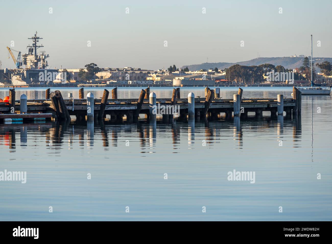Sonnenaufgang im Hafen von San Diego. San Diego, Kalifornien, USA. Stockfoto