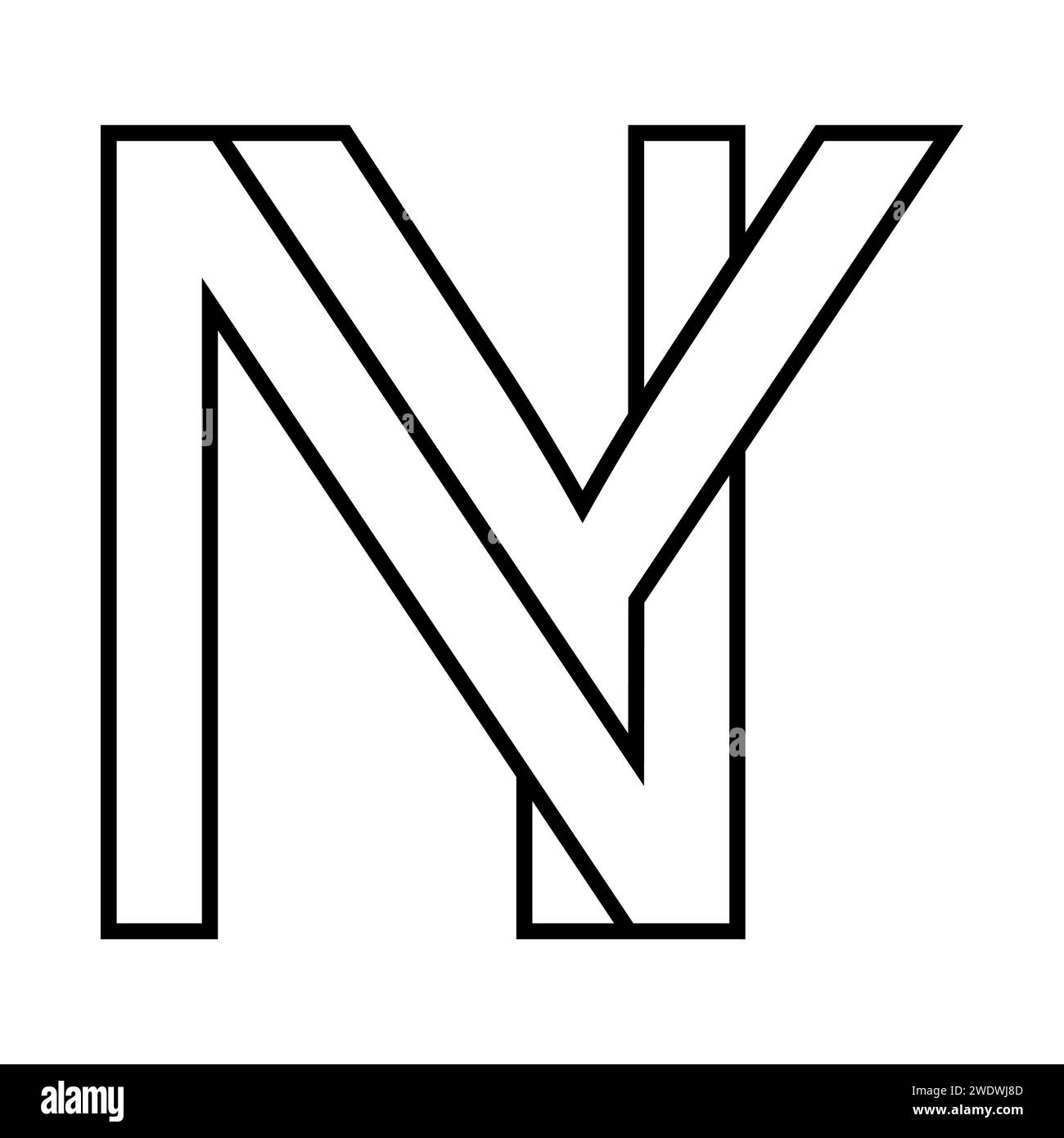 Logozeichen ny yn Symbol Doppelbuchstaben Logotyp n y Stock Vektor