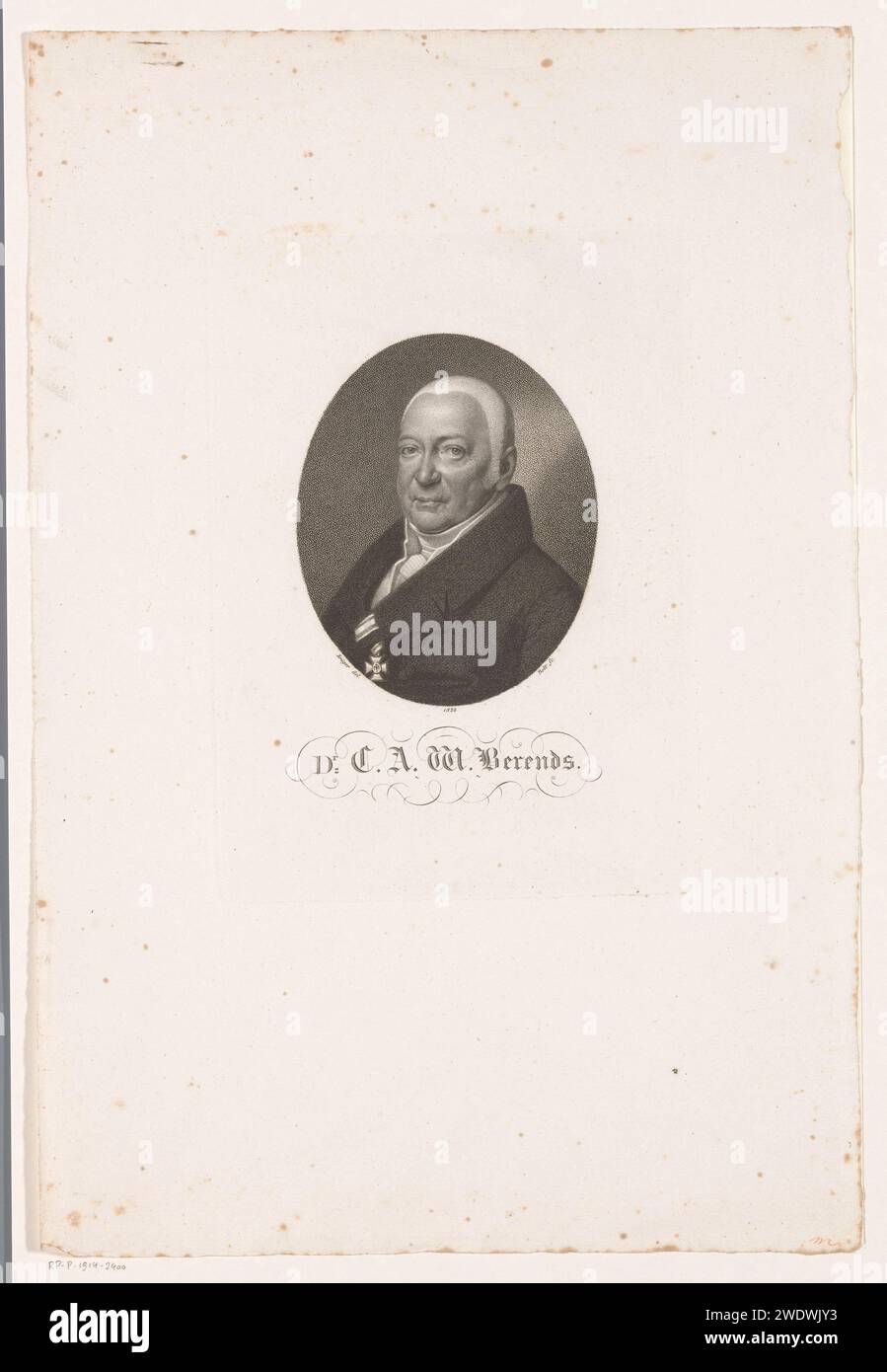 PortraT van Karl August Wilhelm Berends, Johann Friedrich Bolt, nach Franz Krüger, 1823 Druck Berliner Zeitung historische Personen Stockfoto