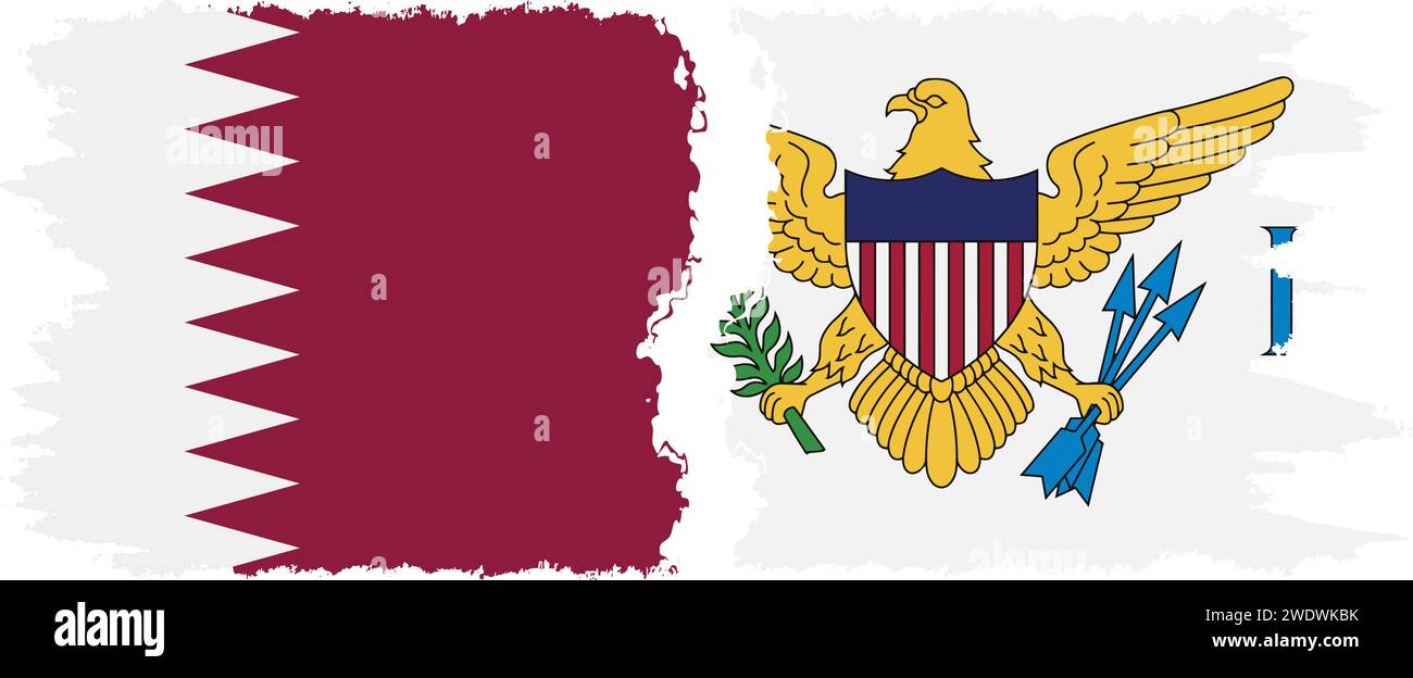 United States Virgin Islands und Qatar Grunge Flags Verbindung, Vektor Stock Vektor
