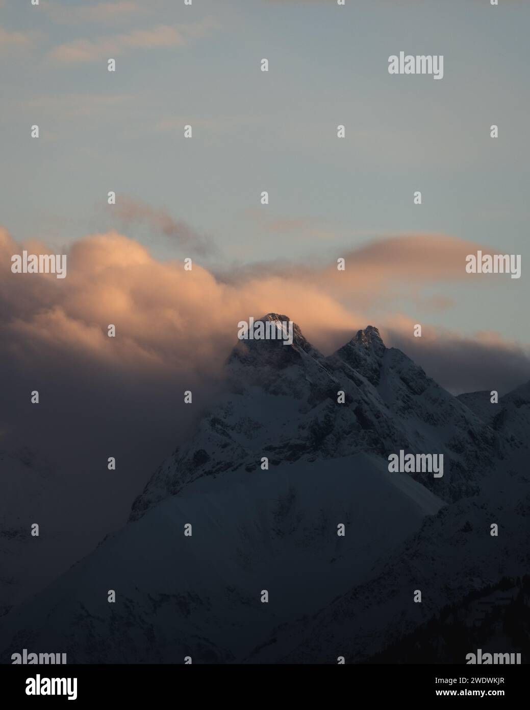 Sonnenuntergang in den Allgäuer Hochalpen, Oberstdorf, Deutschland Stockfoto