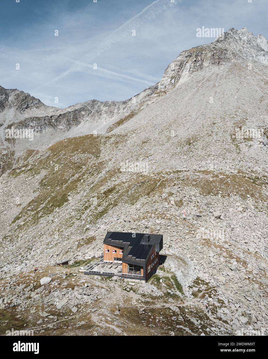 Blick auf die Edelrauthütte, Provinz Bozen, Südtirol Stockfoto