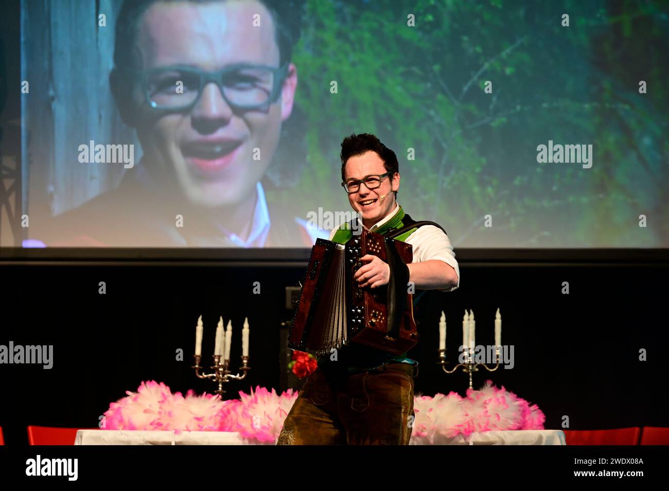 Bergblitz Daniel bei Edelweiss der Volksmusik im Bürgerhaus. Niesky, 19.01.2024 Stockfoto