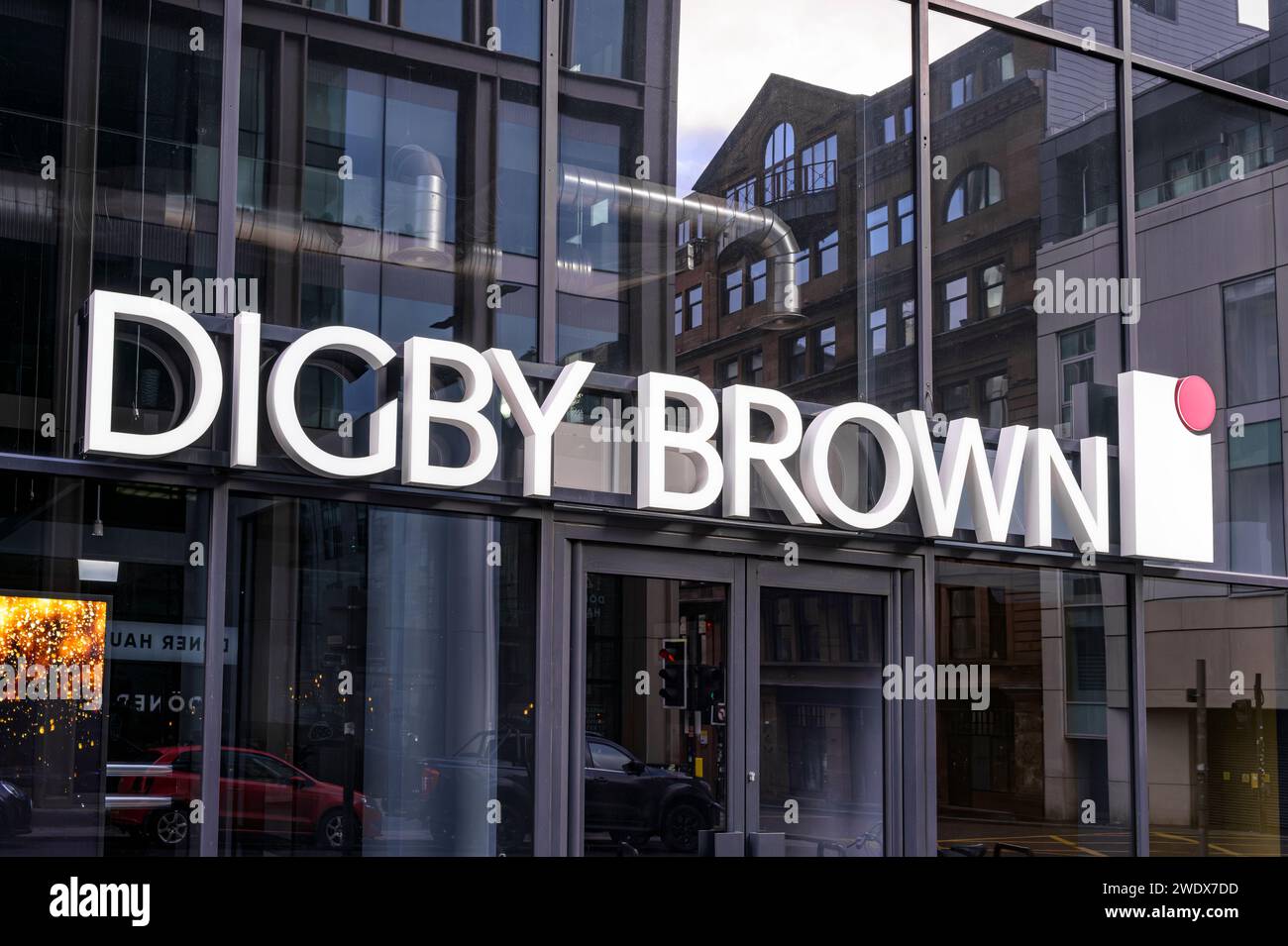 Digby Brown Solicitors Sign, West Regent Street, Glasgow, Schottland, Vereinigtes Königreich, Europa Stockfoto