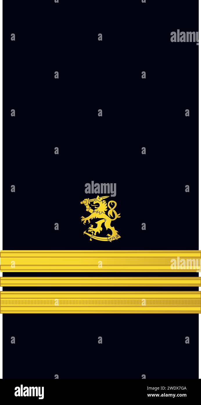 Schultertasche Offiziersabzeichen der finnischen Marine KAPTEENILUUTNANTTI (LEUTNANT, HÖHERE KLASSE) Stock Vektor