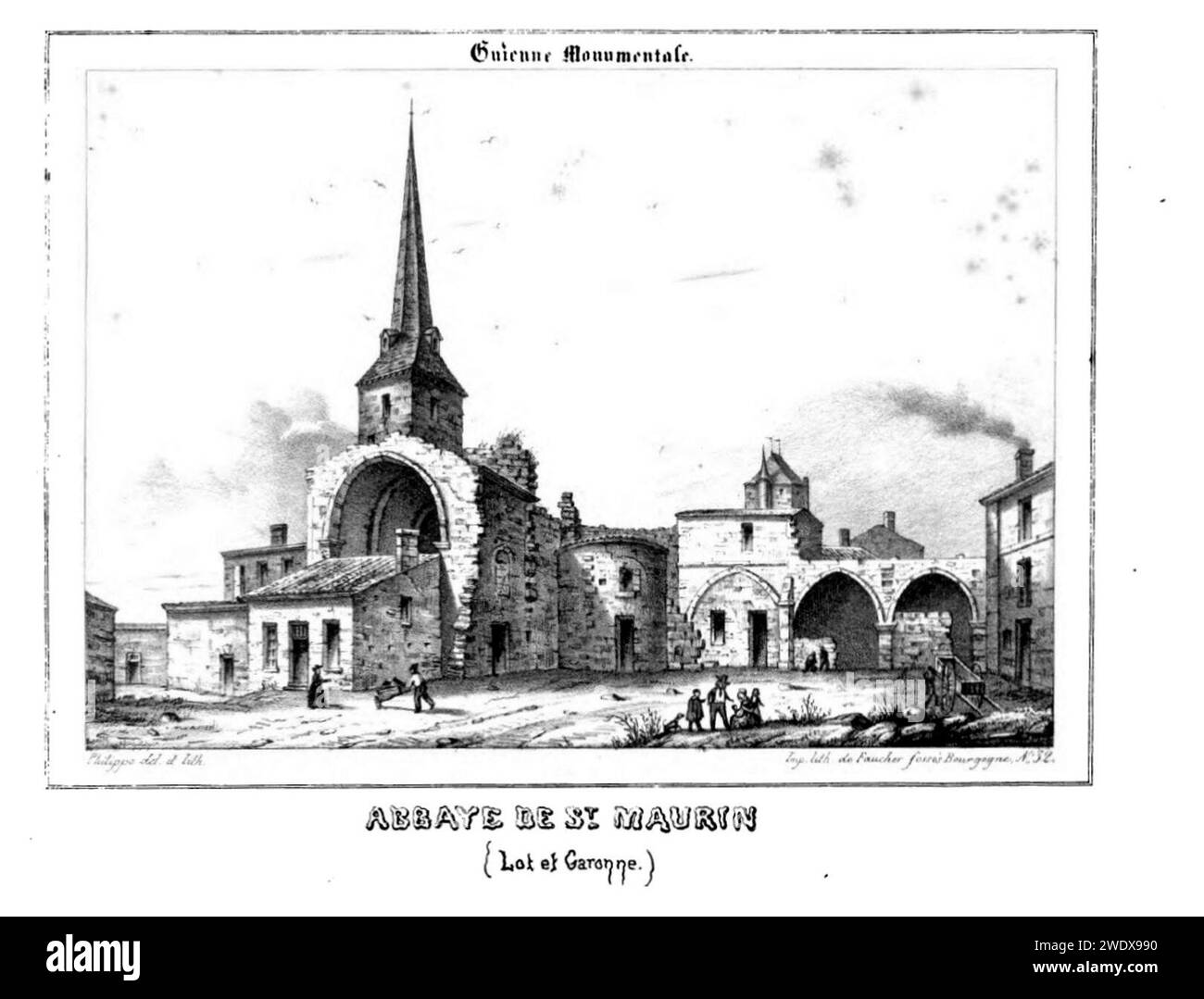 Abbaye de St Maurin (Lot et Garonne). Stockfoto