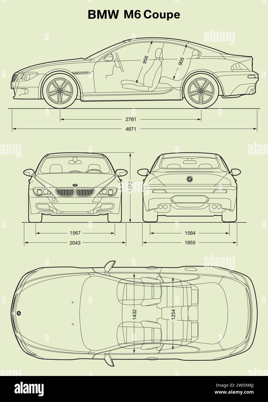 2007 BMW M6-Fahrzeugplan Stock Vektor