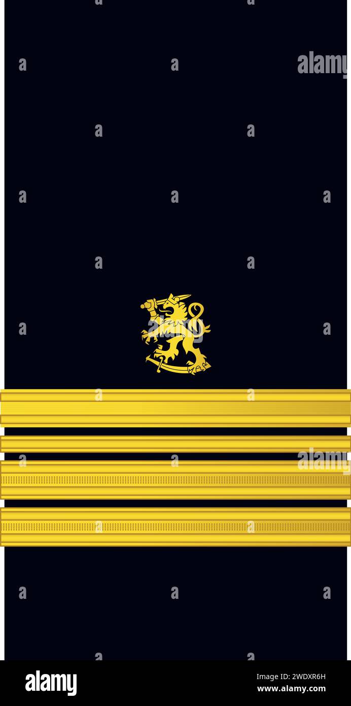 Schultertasche Offiziersabzeichen der finnischen Marine KOMENTAJA (BEFEHLSHABER) Stock Vektor