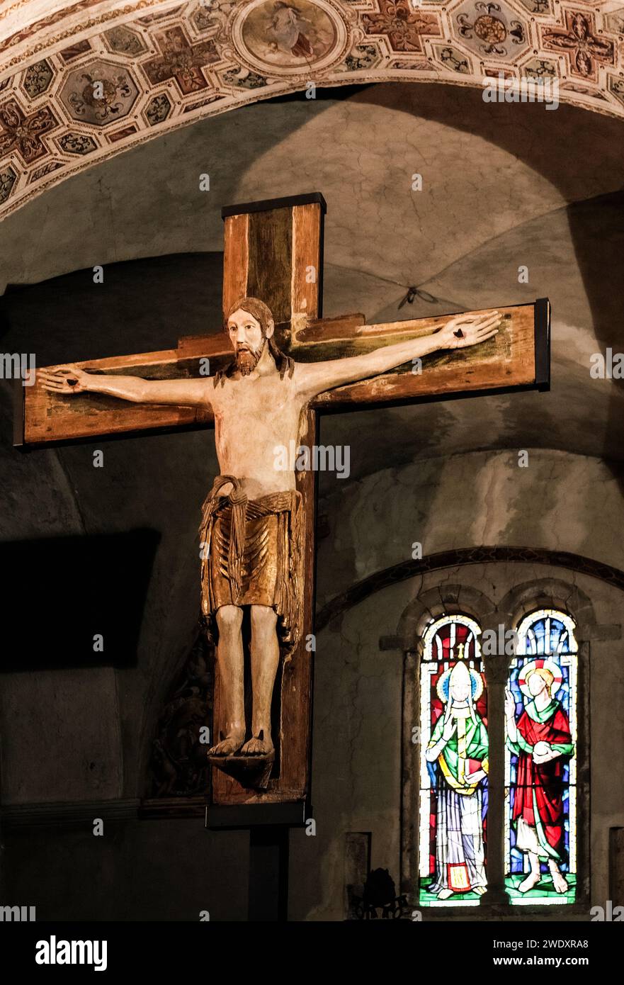 Italien Toskana Abbadia San Salvatore - Abtei von San Salvatore di Monte Amiata (Abbadia San Salvatore), Christus gekreuzigt, zweite Hälfte des XII. Jahrhunderts Stockfoto