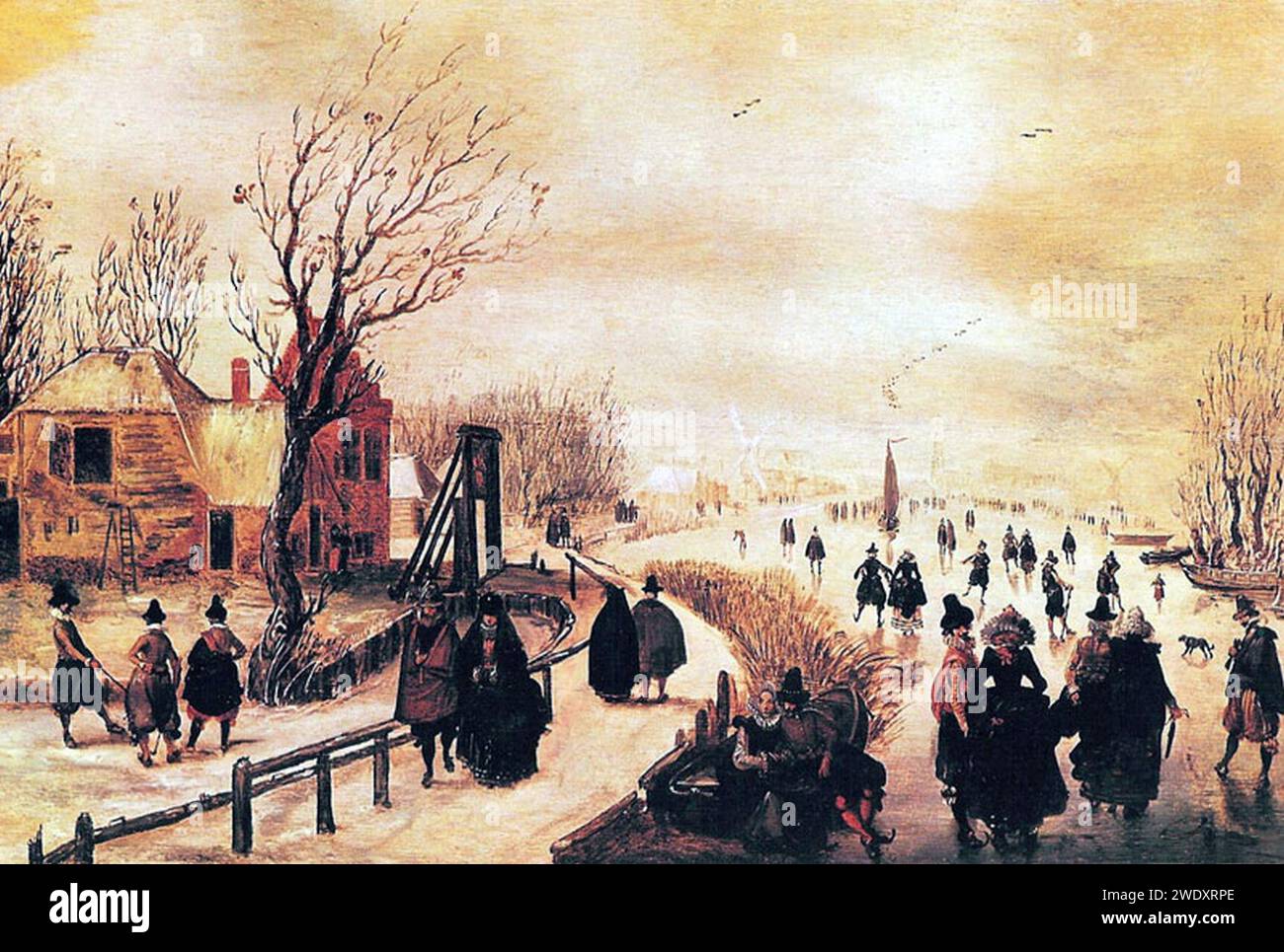 Adam van Breen - Skater auf einem Kanal mit einem Pfad daneben. Stockfoto