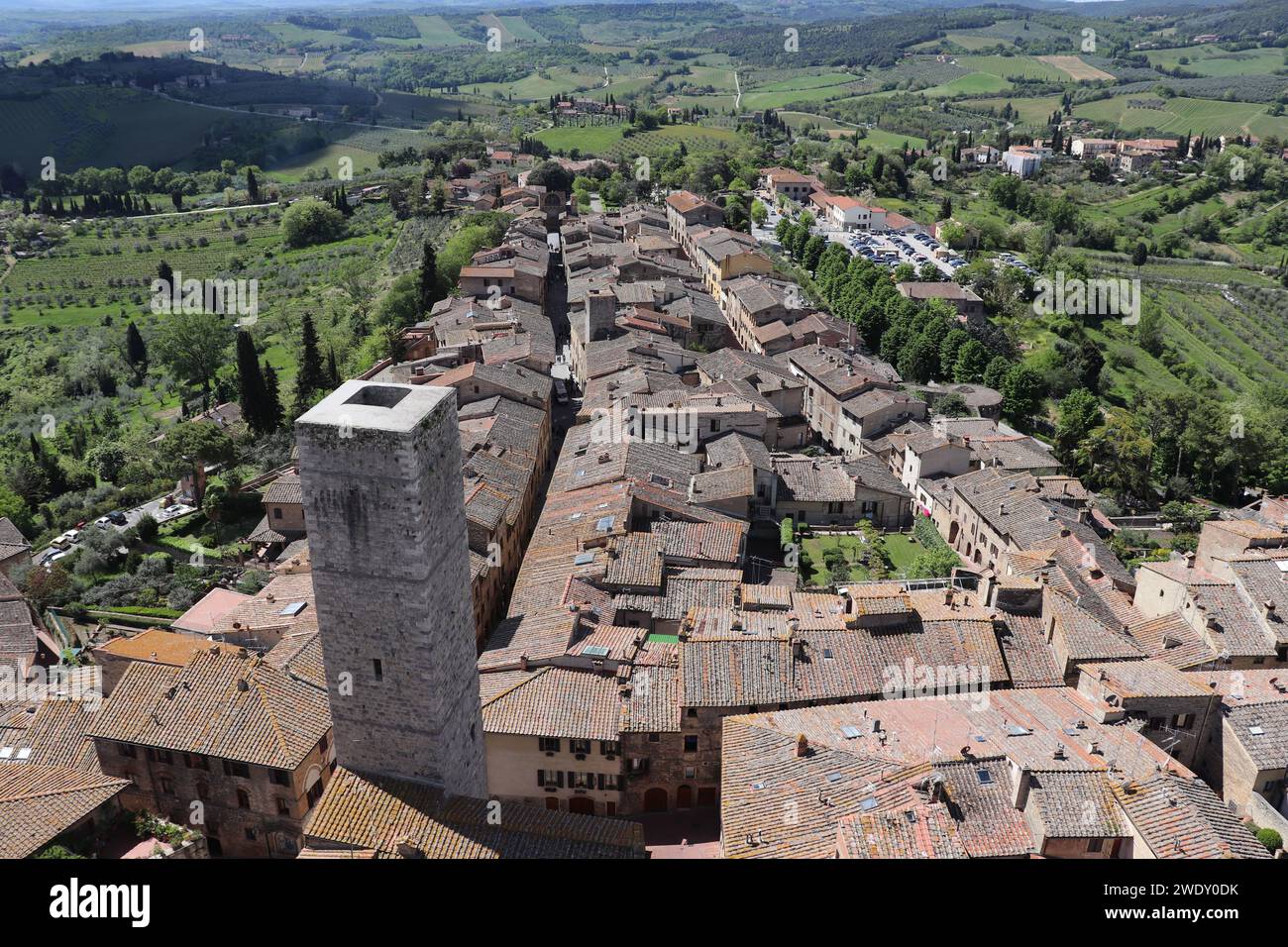 Blick auf den Turm, San Gimignano Stockfoto