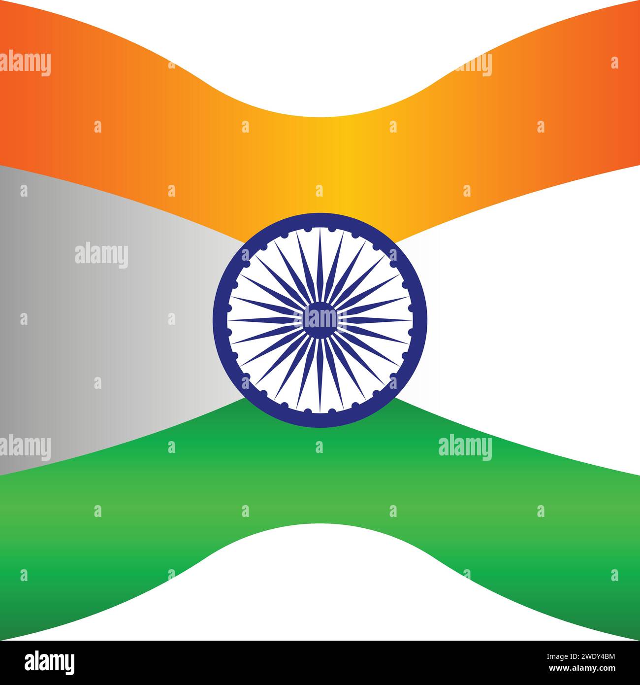 Tauchen Sie ein in den Geist des Tages der Republik mit dieser dynamischen Vektorkunst! Das Design zeigt Trikolore-Wellen, die Indiens Nationalflaggenfarben ELEGAN verkörpern Stock Vektor