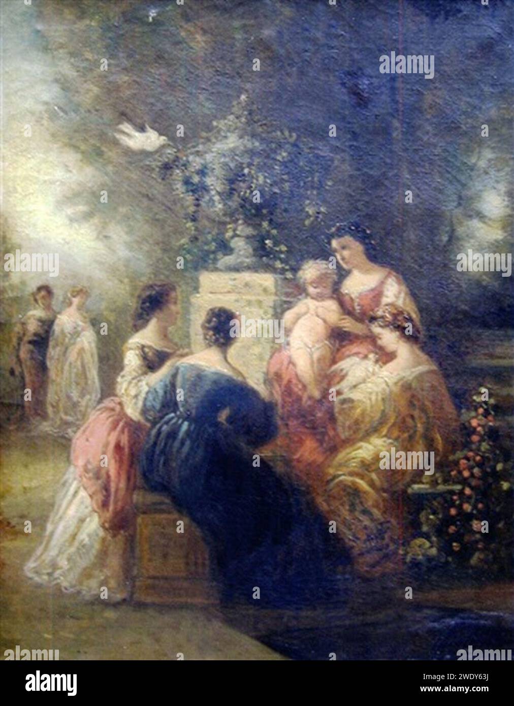 Adolphe-monticelli-Conversation-dans-le-parc, 41 x 32,5 cm. Stockfoto