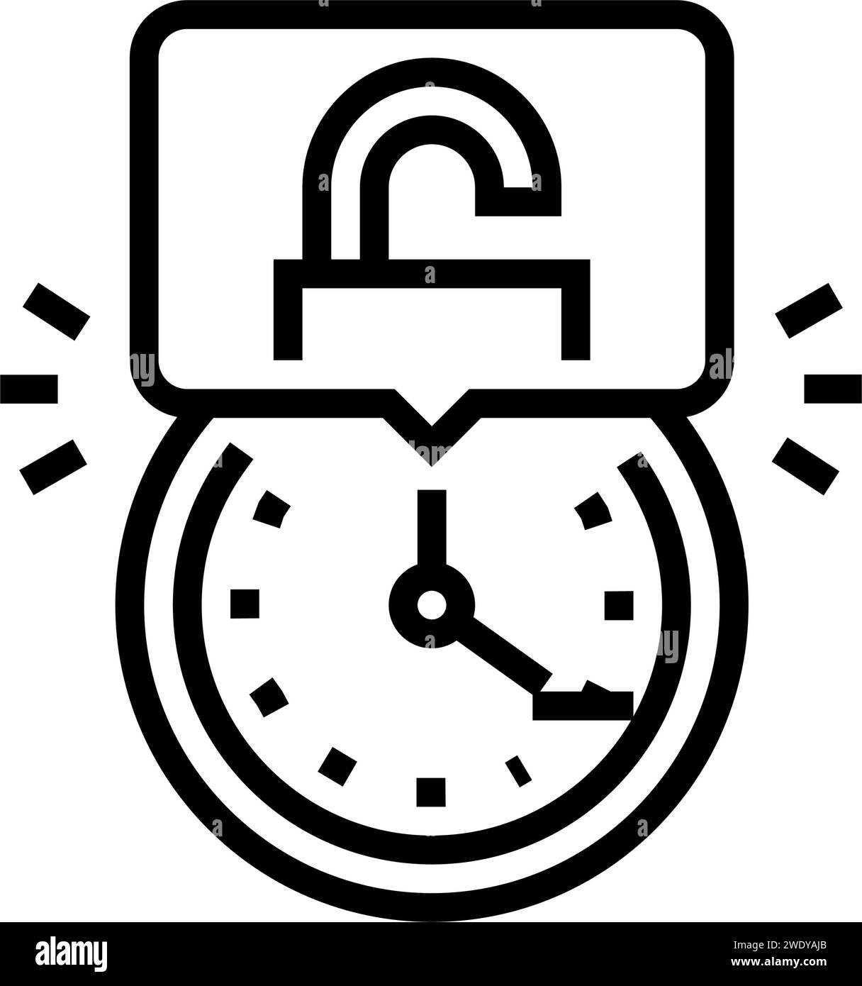 Hacking Time Management Line Symbol Vektor Illustration Stock Vektor