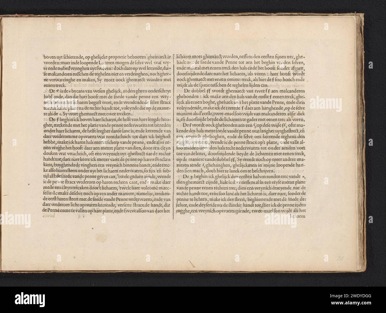 Anleitung zum Schreiben der niederländischen Briefe (Fortsetzung), Jan van de Velde (I), 1608 Textblatt Folio F2V mit der Fortsetzung der Anleitung beim Schreiben der niederländischen Literatur. Das Textblatt ist Teil eines Albums. Rotterdamspublisher: Amsterdamer Buchdruck aus Papier Stockfoto