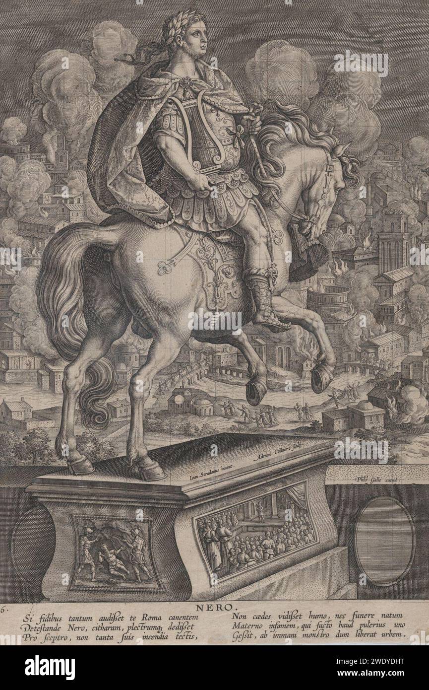 Adriaen Collaert – Reiterstatue von Nero. Stockfoto