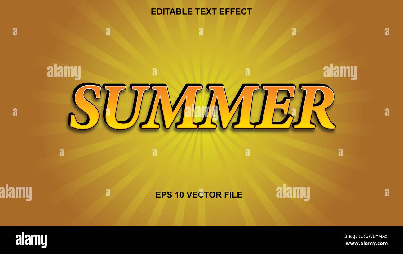 Bearbeitbarer Texteffekt – Retro-Sommertext im Grunge-Stil. Vektorabbildung. Stock Vektor