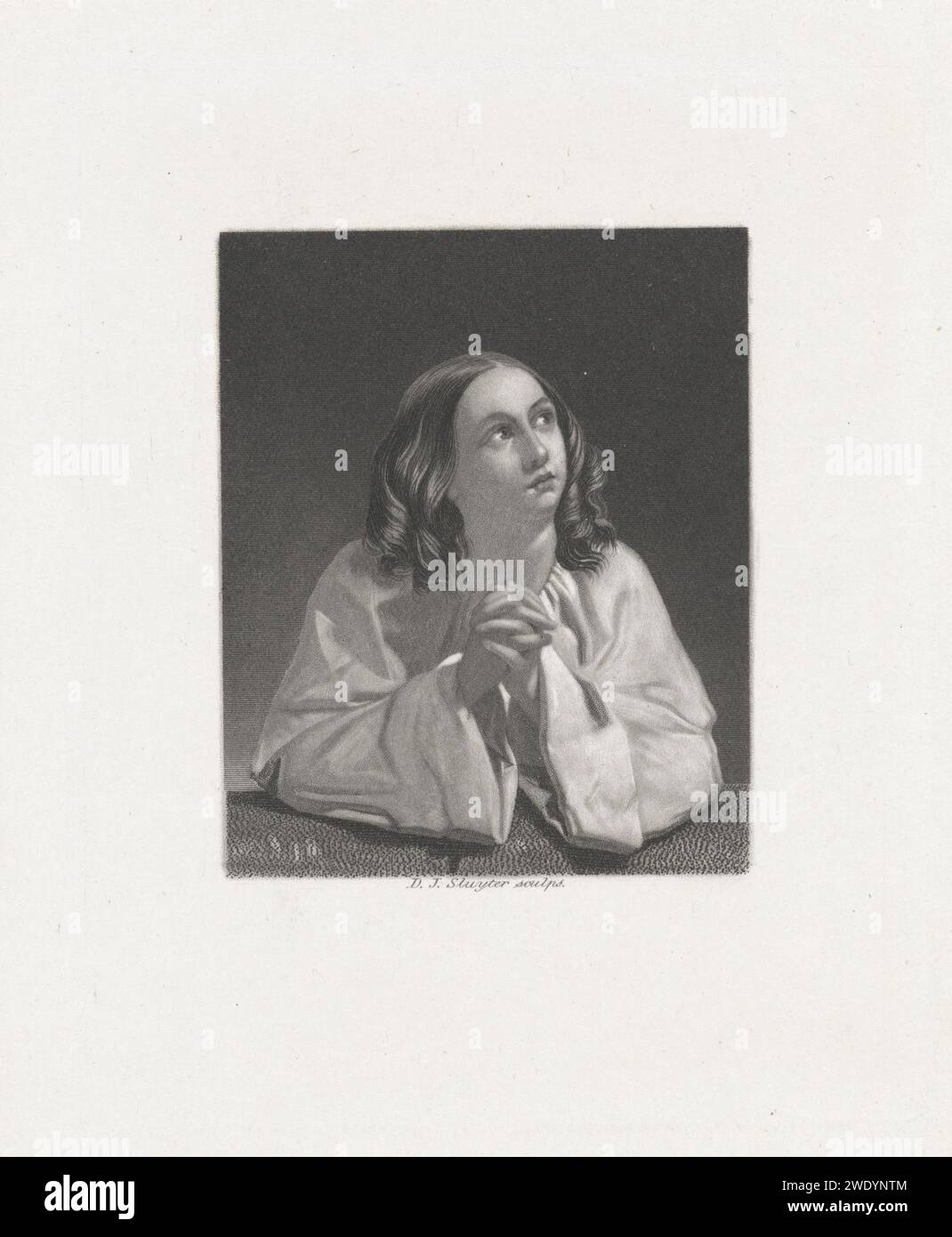 Betende junge Frau, Dirk Jurriaan Sluyter, 1826 - 1886 Druck Amsterdamer Papier, das eine Person betet Stockfoto