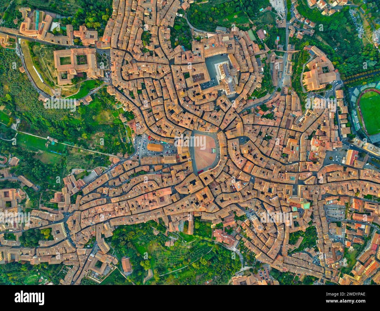 Luftaufnahme der Stadt Siena in Siena, Toskana, Italien. Stockfoto