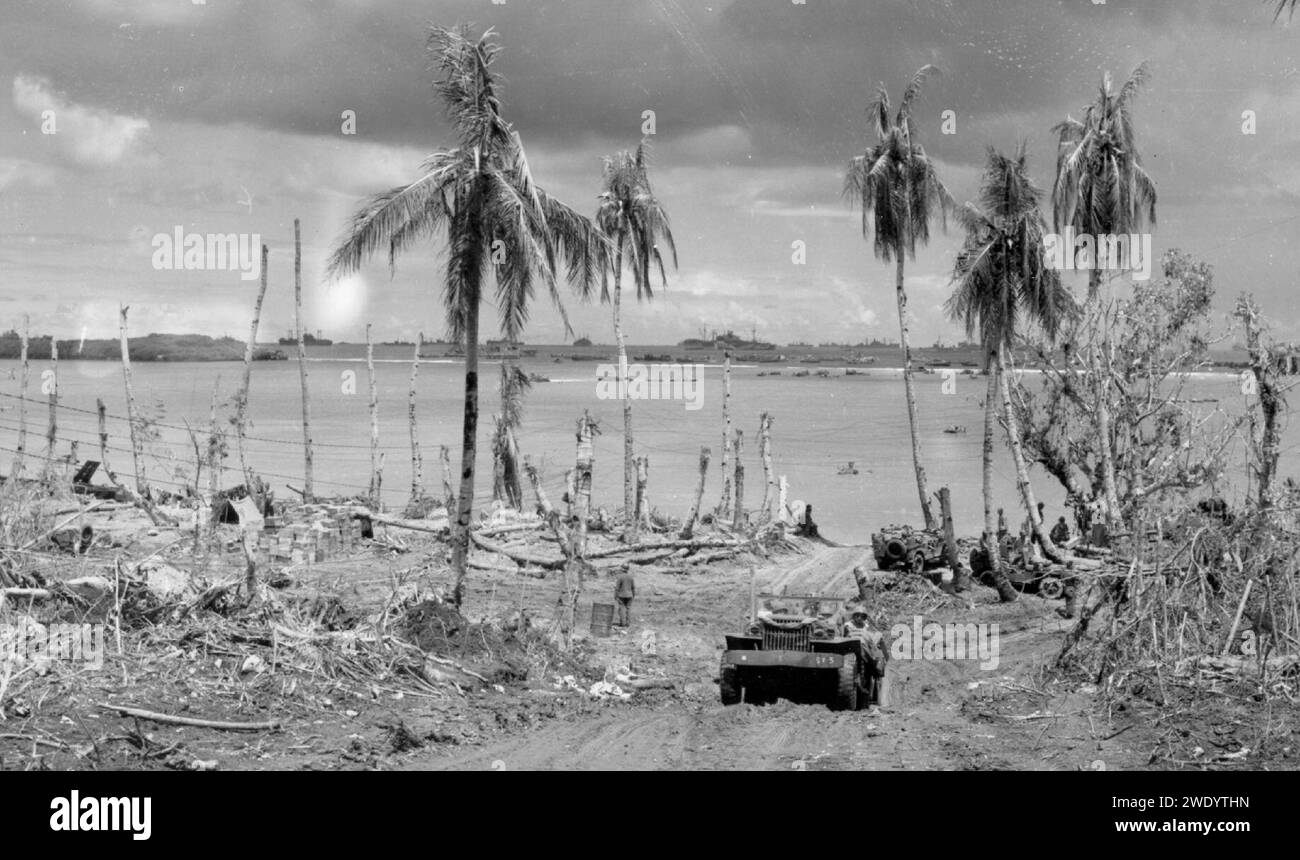 Agat Bay 1944 in der Schlacht von Guam. Stockfoto