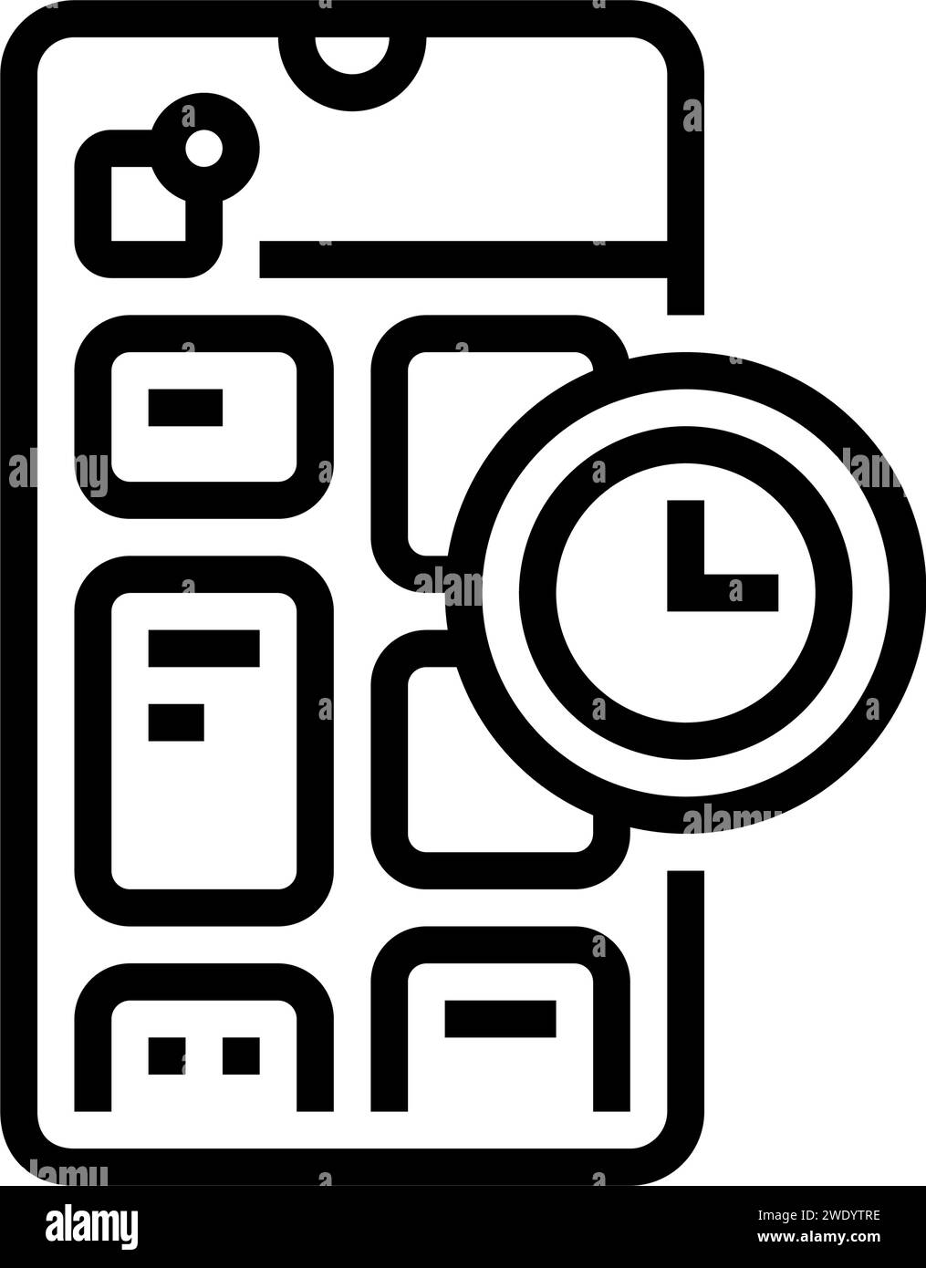 Vektorgrafik für Zeiterfassungslinie der blockierenden App Stock Vektor