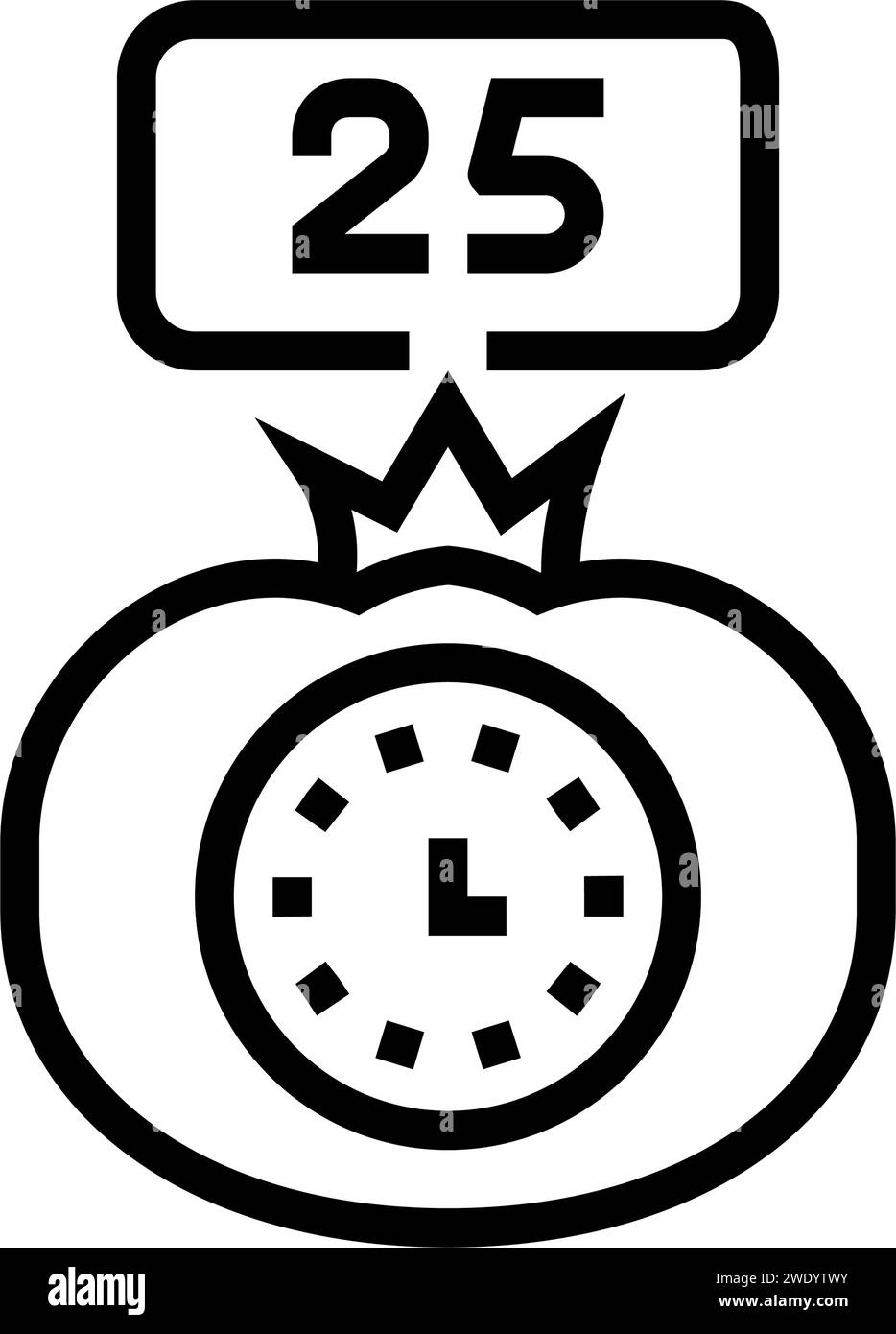 pomodoro Technik Zeitmanagement Linie Symbol Vektor Illustration Stock Vektor