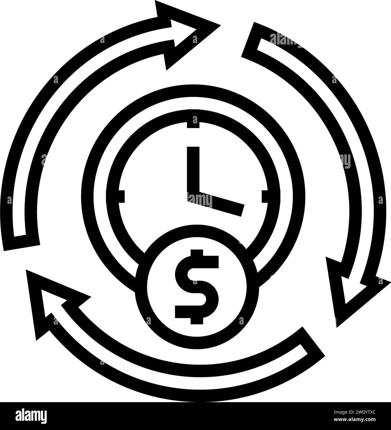 Vektorgrafik der Linie für die Verwaltung der Investitionszeit Stock Vektor