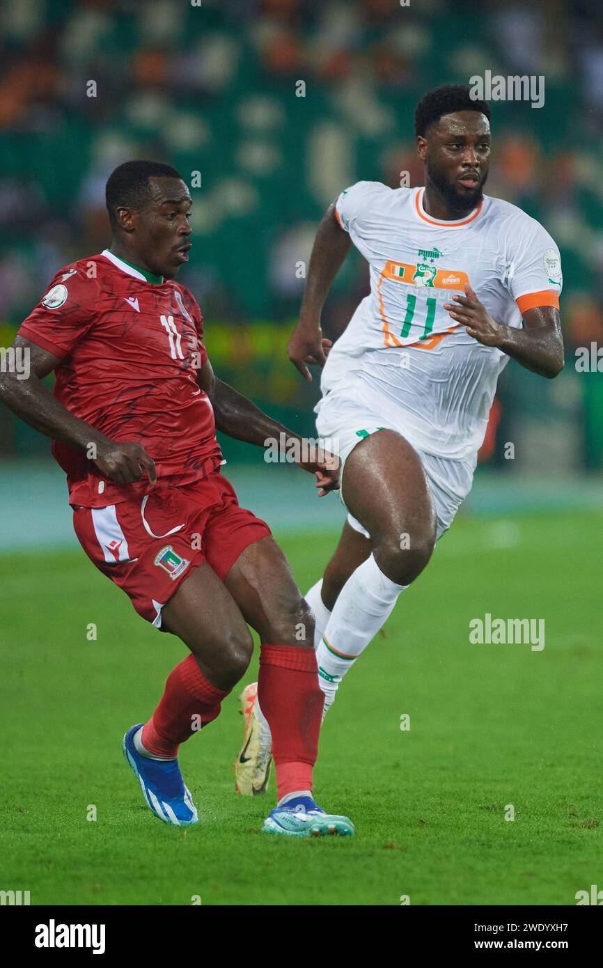 Höhepunkte des Spiels zwischen Côte d'Ivoire und Äquatorialguinea beim Afrika-Cup 2023. Stockfoto