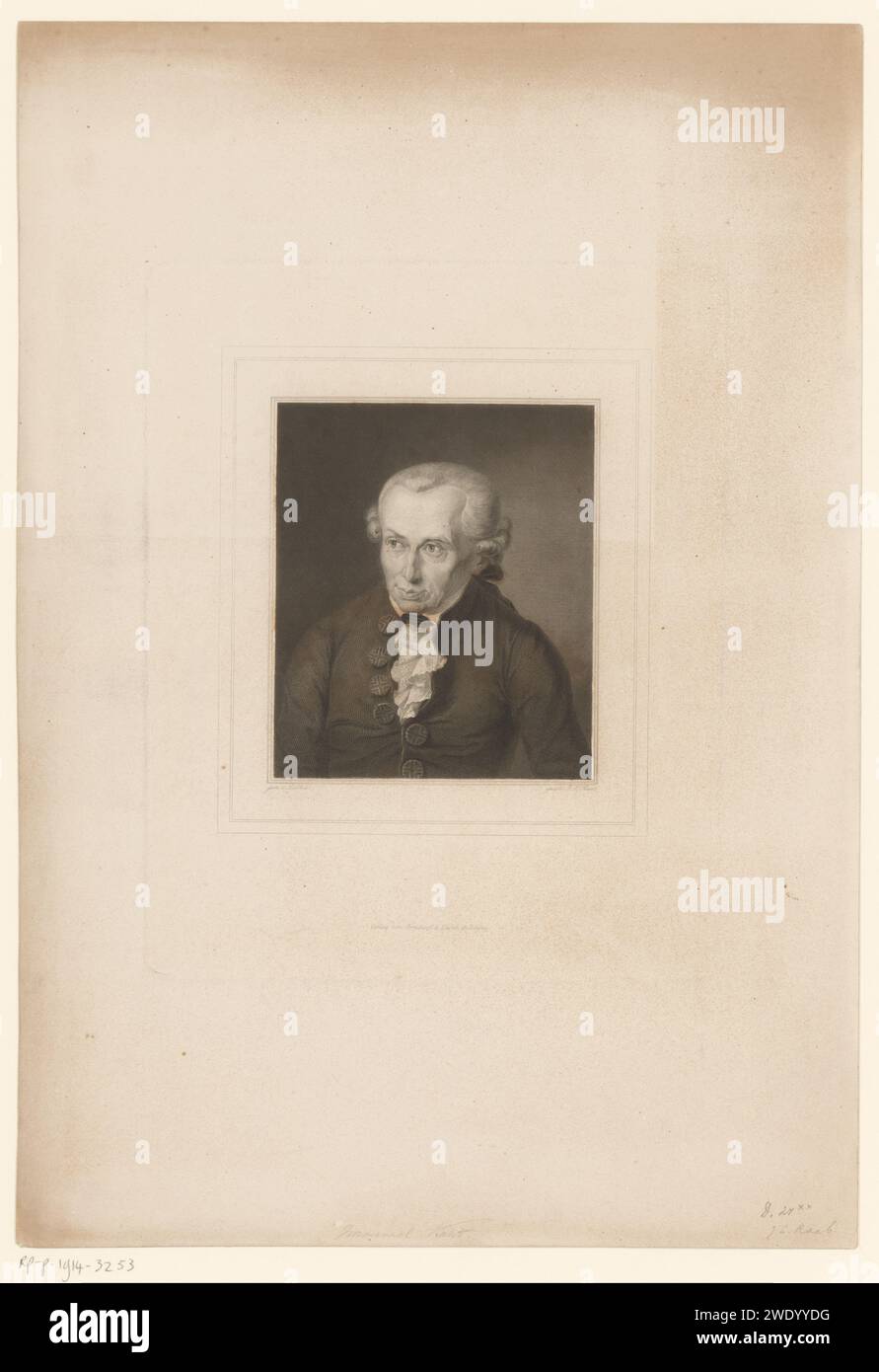 Porträt von Immanuel Kant, Johann Leonhard Raab, nach Döbler, 1840 - 1899 Druck Leipziger Papierstahlstich Porträt eines Schriftstellers Stockfoto