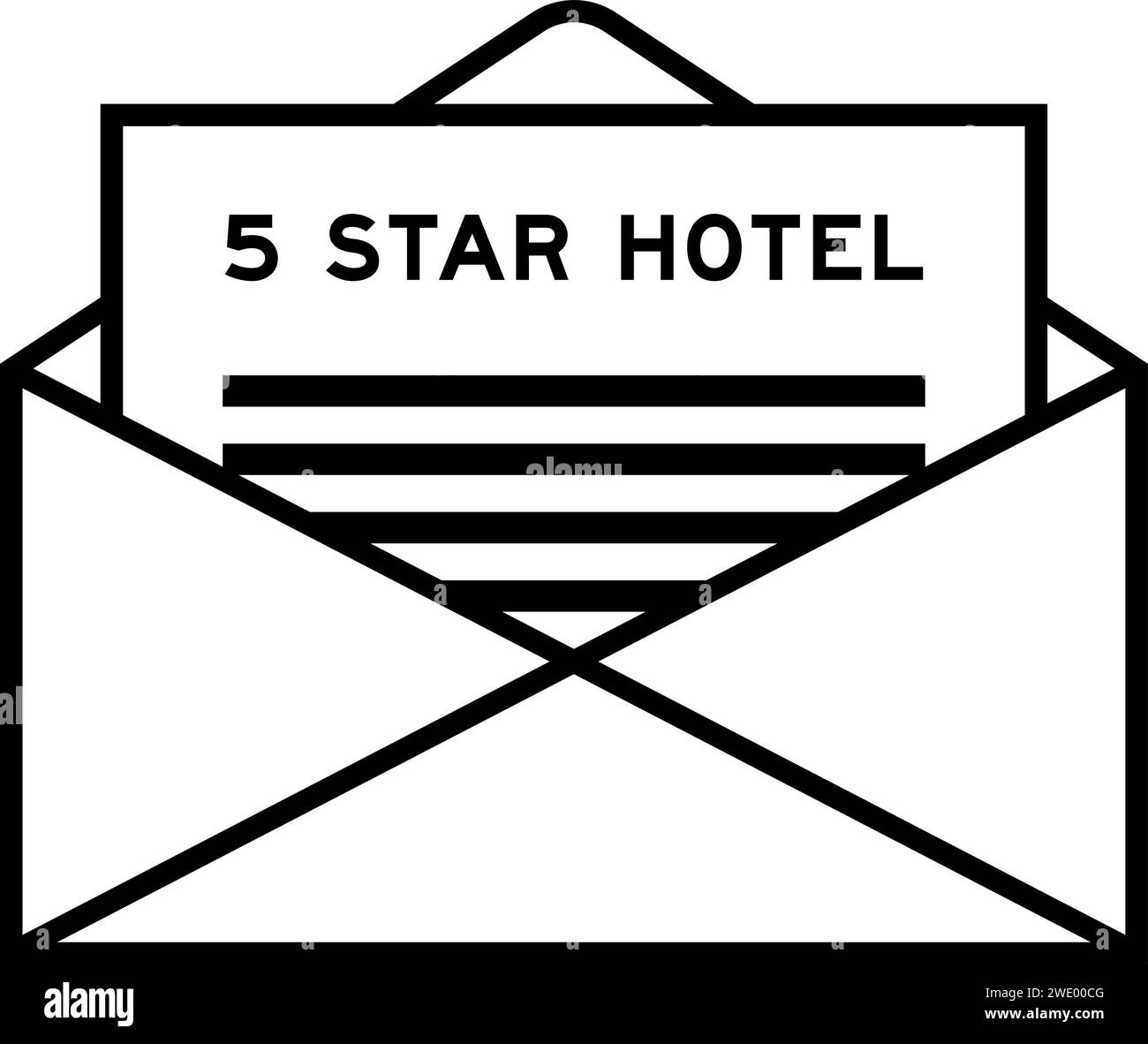 Umschlag und Briefschild mit dem Wort 5-Sterne-Hotel als Überschrift Stock Vektor