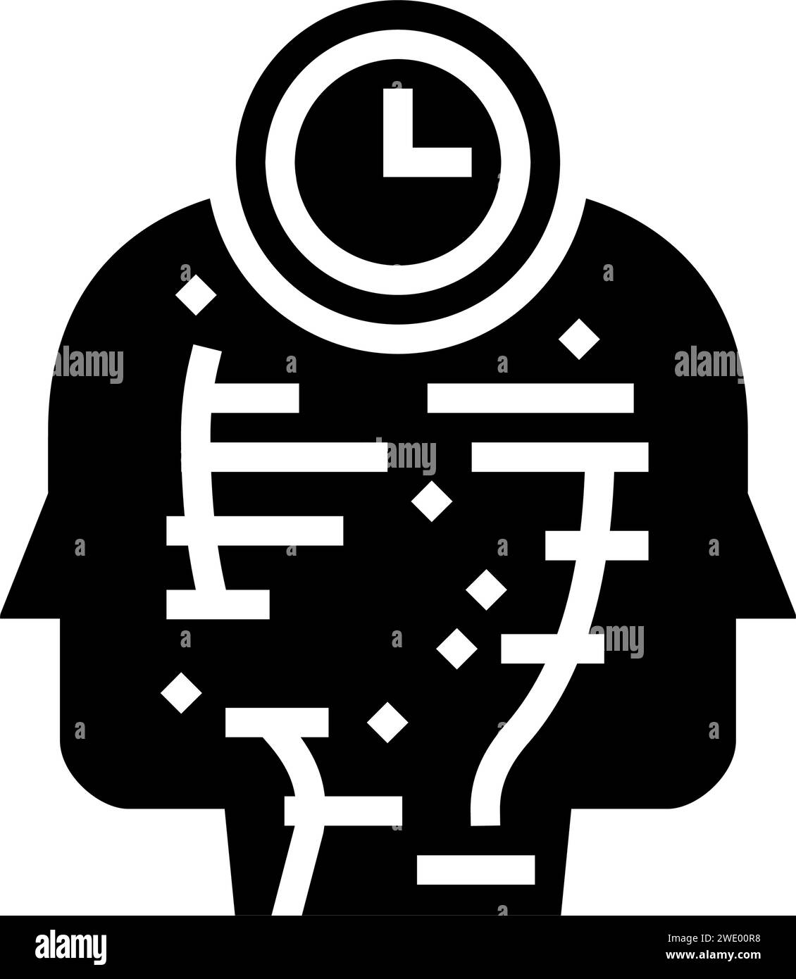 Achtung Rückstandszeitmanagement Glyphe-Symbol-Vektorillustration Stock Vektor