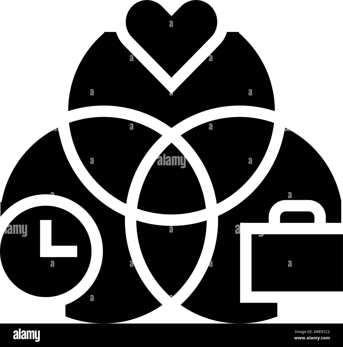 Work Life Integration Zeitmanagement Glyphe Symbol Vektor Illustration Stock Vektor