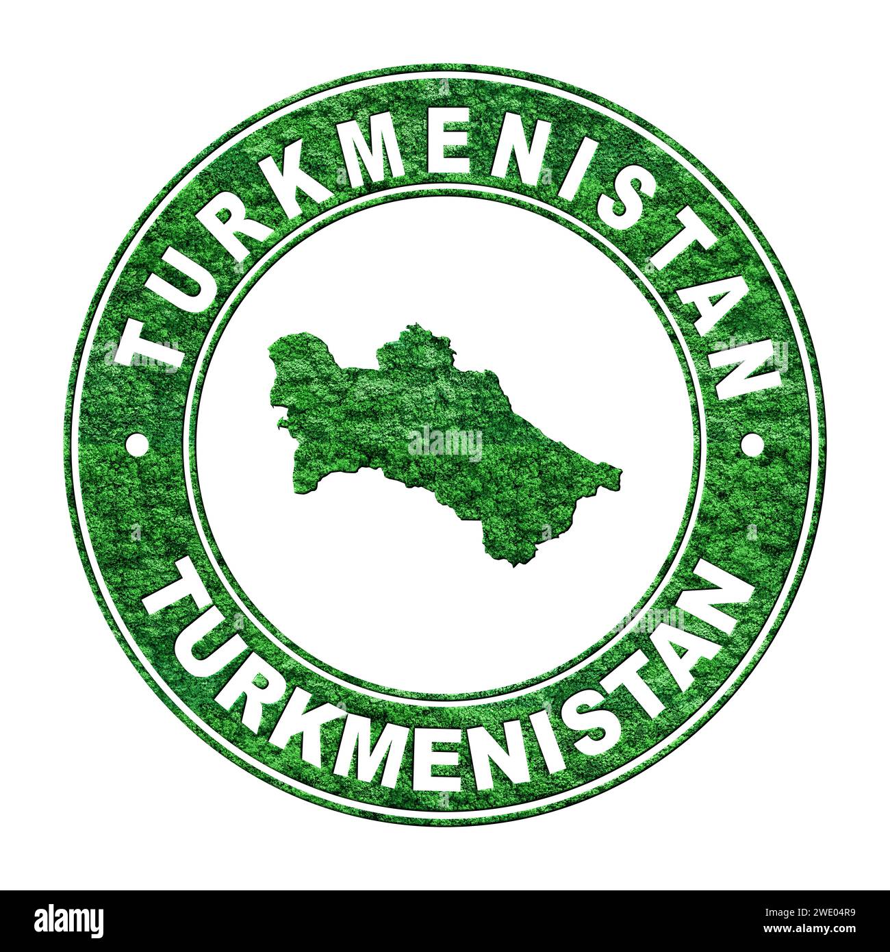 Karte Turkmenistans, CO2-Emissionskonzept, Clipping Path Stockfoto