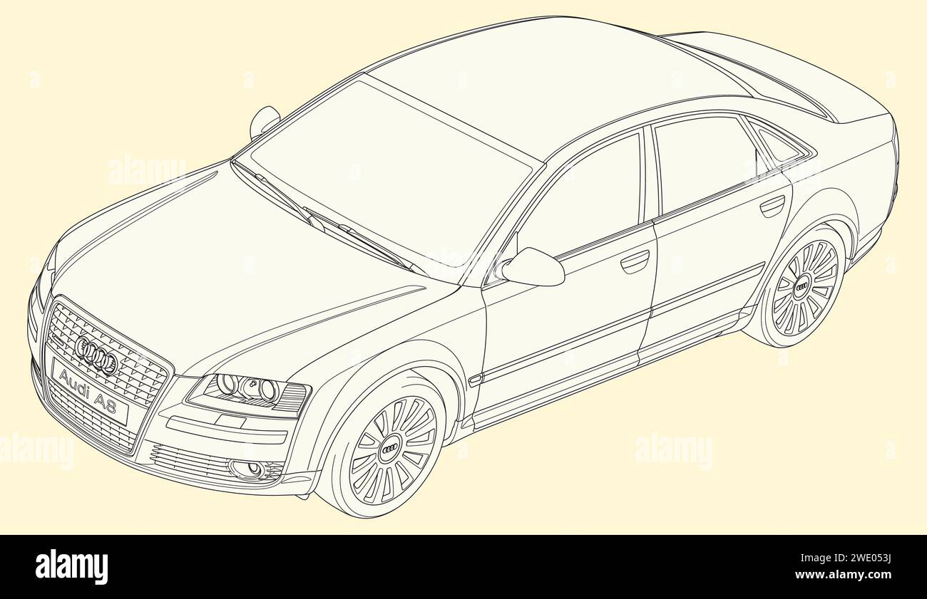 Audi A8 Auto-Blueprint Stock Vektor