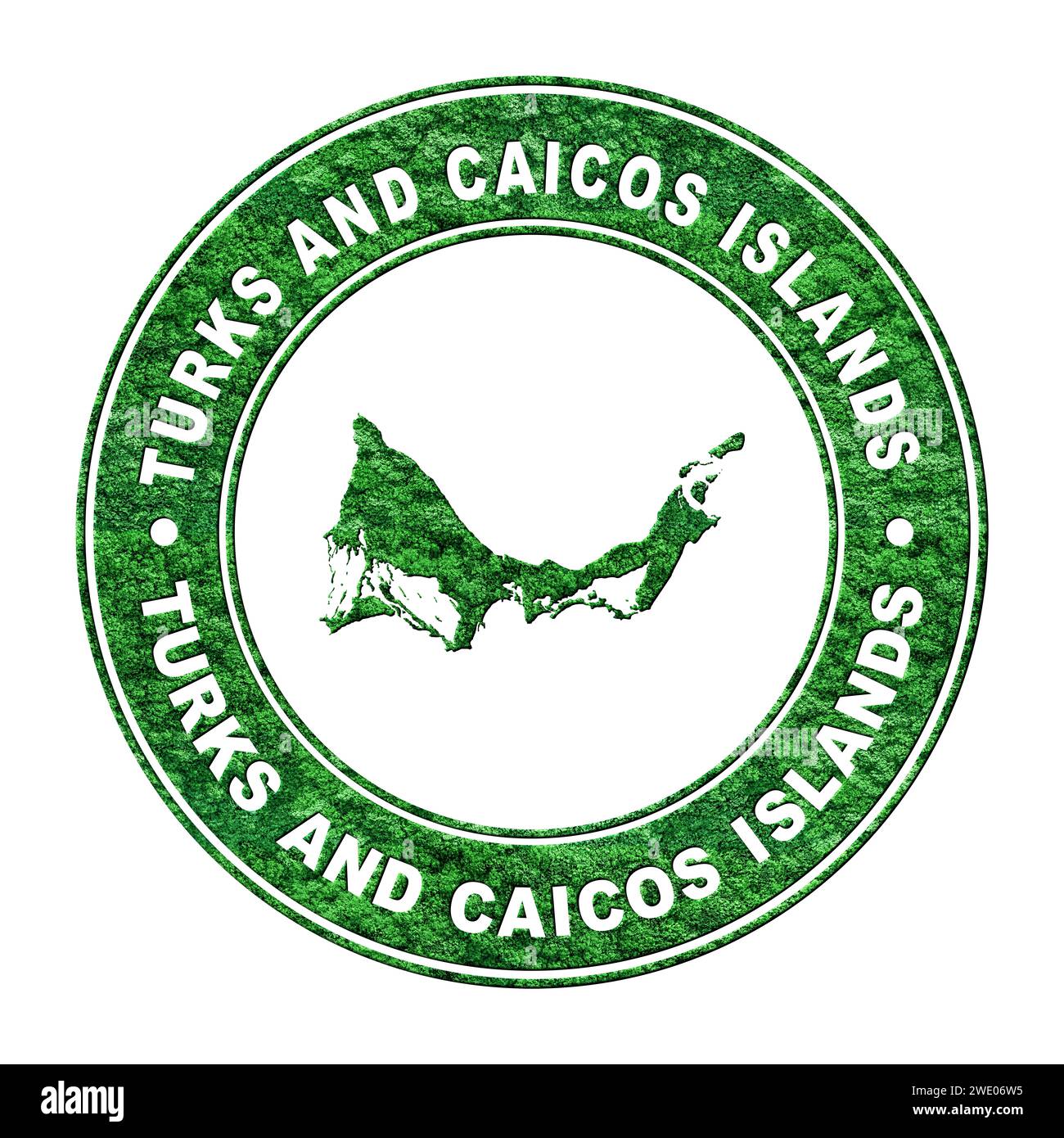 Karte der Turks- und Caicosinseln, CO2-Emissionskonzept, Clipping Path Stockfoto