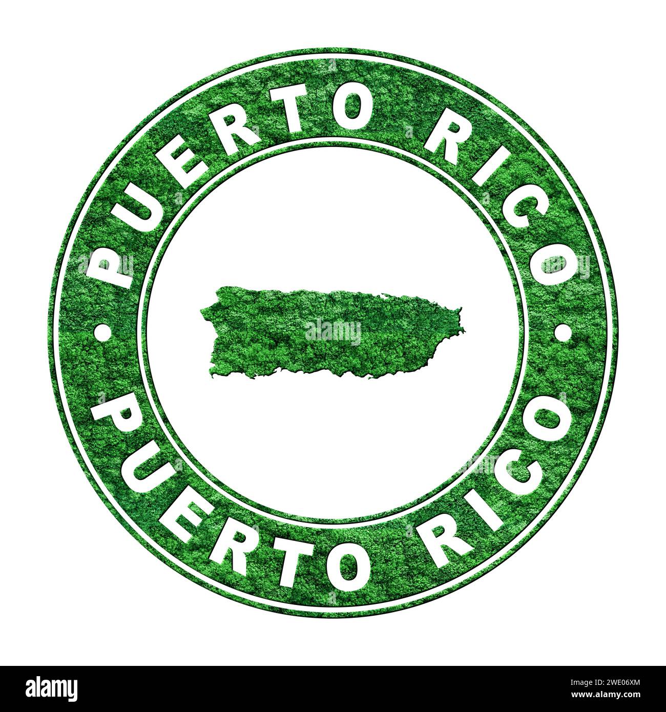 Karte von Puerto Rico, CO2-Emissionskonzept, Clipping Path Stockfoto