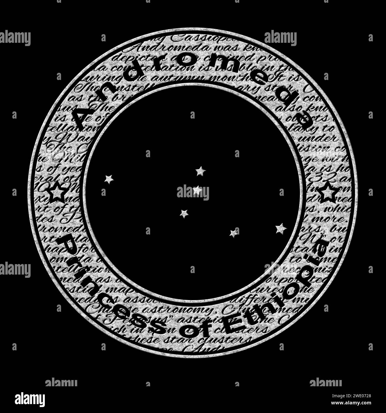 Andromeda Sternenkonstellation, Auf Schwarzem Hintergrund Stockfoto