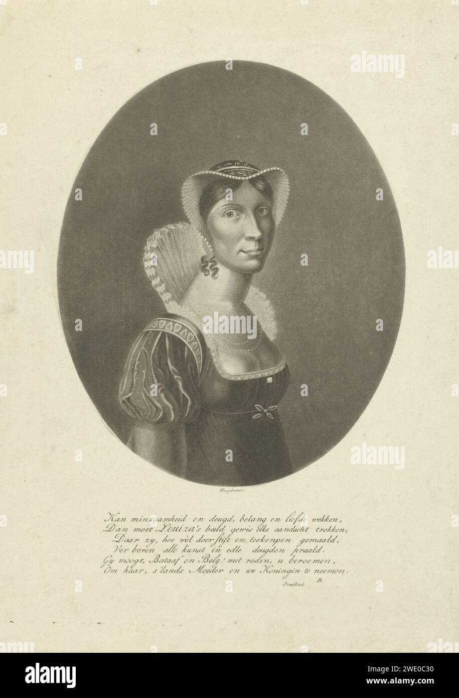 Porträt von Wilhelmina Frederica Louisa, Königin der Niederlande, Willem Hendrik Hoogkamer, 1800–1837 Print Niederlande Papierätzung Stockfoto