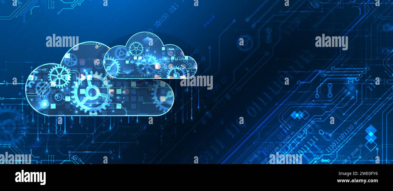 Cloud-Computing-Konzept.abstrakter Hintergrund zur Verbindungstechnologie. Handgezeichneter Vektor. Stock Vektor