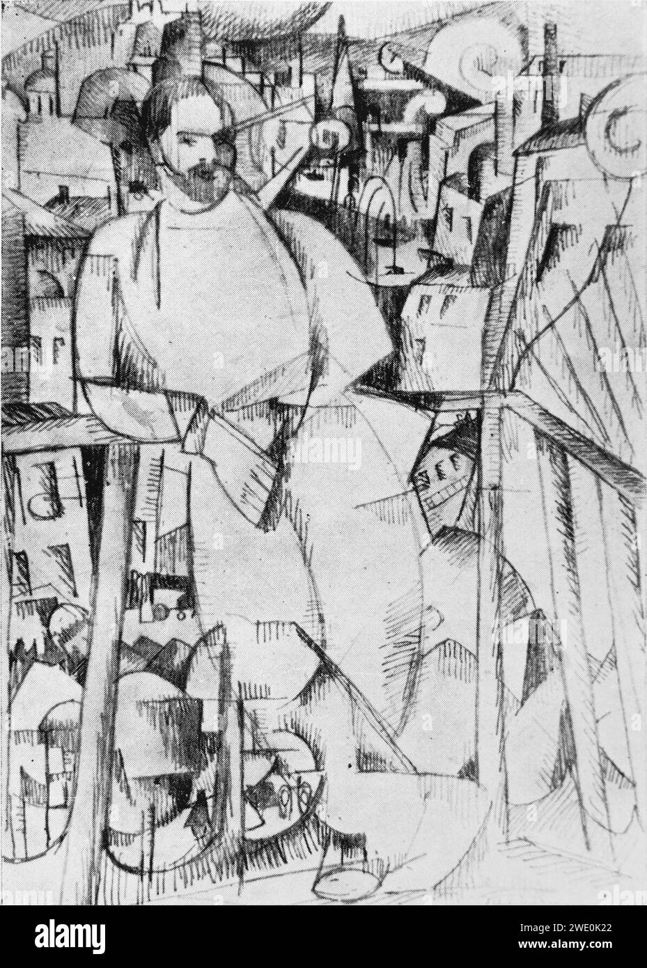 Albert Gleizes, 1912, Dessin pour L’Homme au balcon, Salon des Indépendants 1912, veröffentlicht in du Cubisme, 1912. Stockfoto