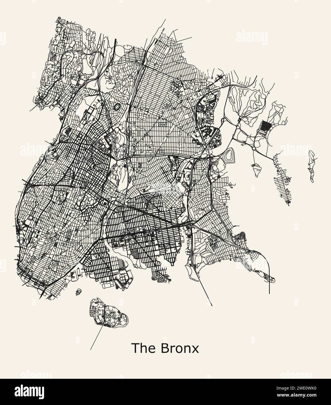 Stadtplan von Bronx New York, USA Stock Vektor