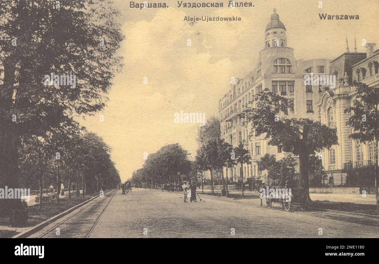 Aleje Ujazdowskie W Warszawie prallte 1916 Rokiem. Stockfoto