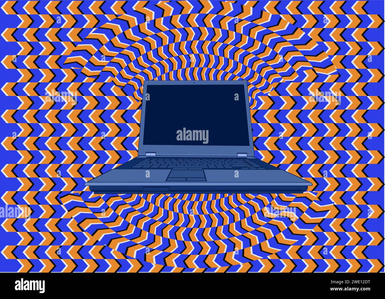 Laptop in optischer Illusion abstrakter Vektorillustration Stock Vektor