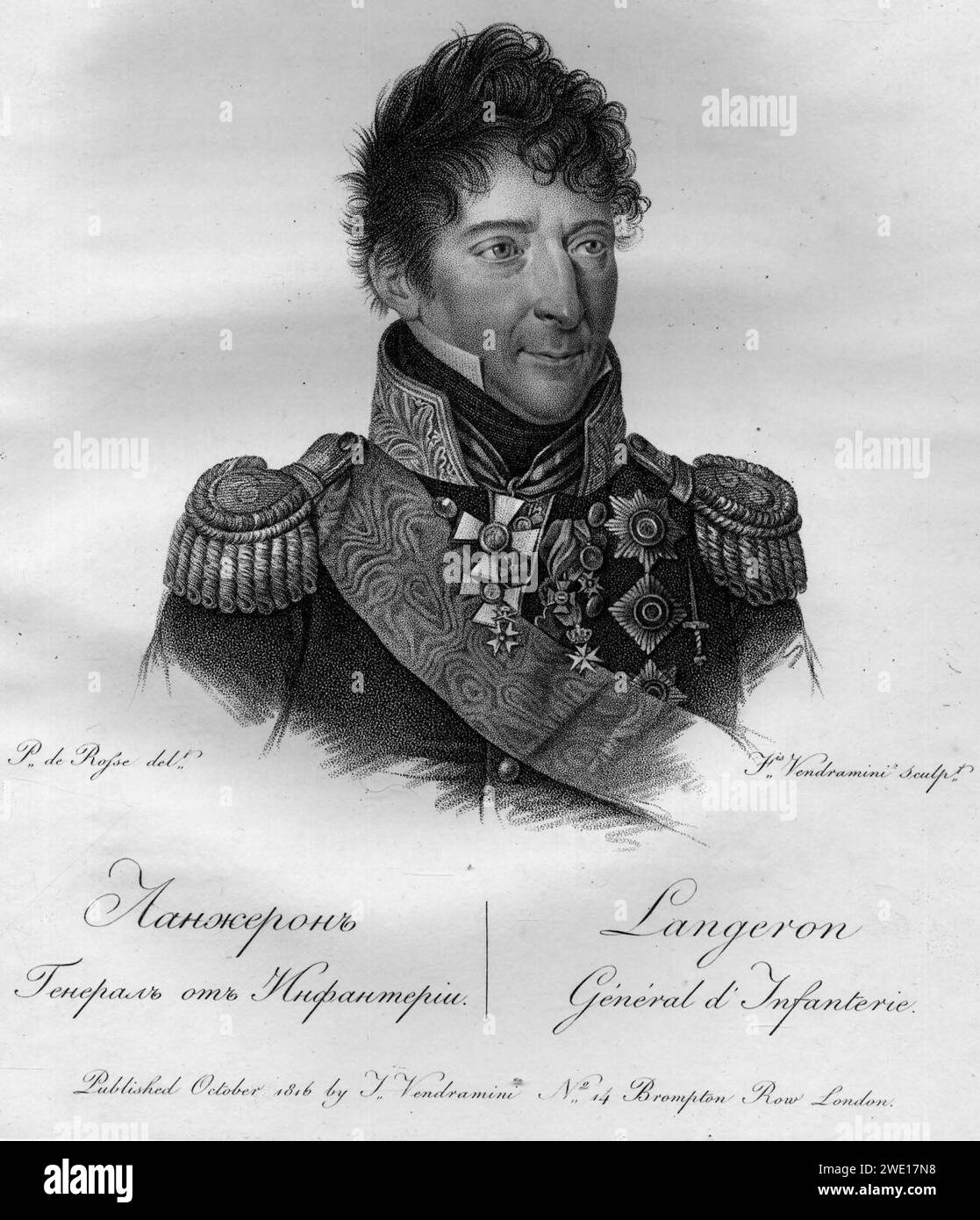 Alexandr Fedorovitch Langeron von Francesco Vendramini. Stockfoto