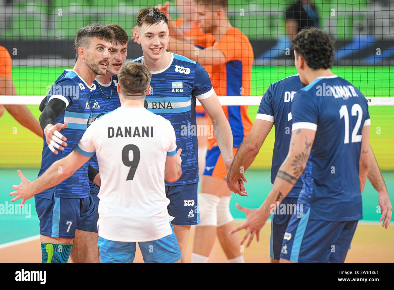 Argentiniens Nationalmannschaft feiert. Volleyball-Weltmeisterschaft 2022. Stockfoto