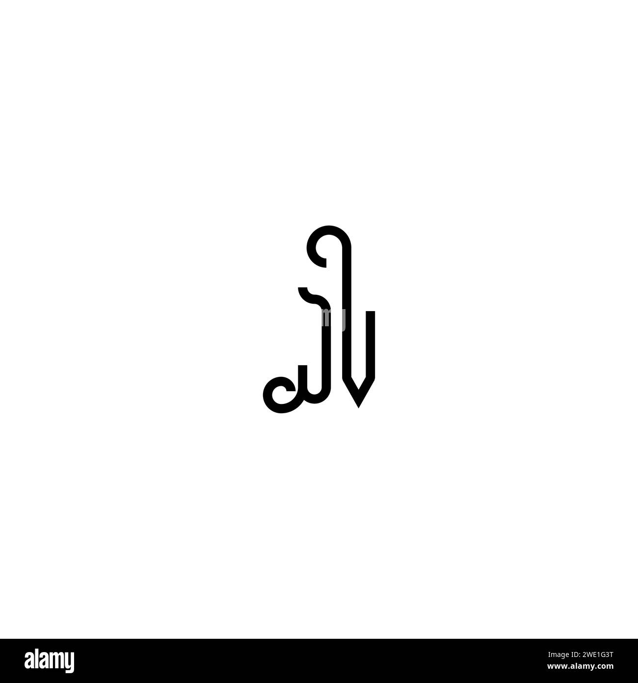 JV Simple Curved Concept Initial Logo Design schwarz-weißer Hintergrund Stock Vektor