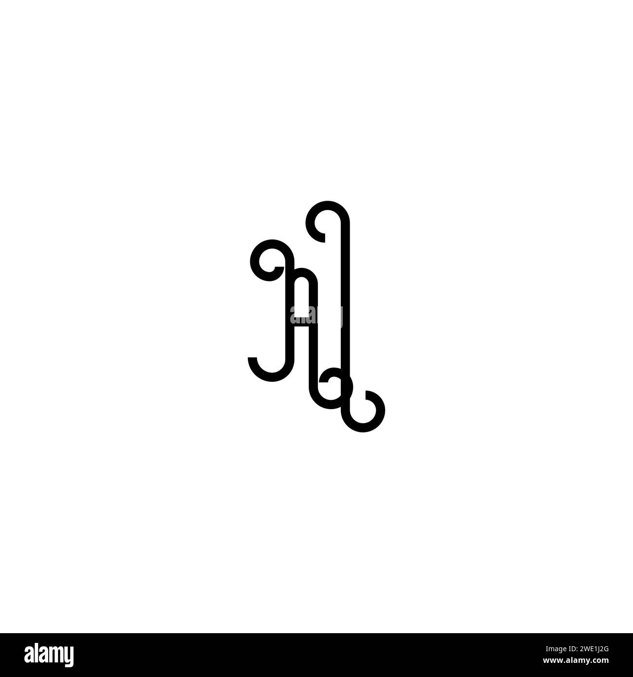 AI Simple Curved Concept Initial Logo Design schwarz-weißer Hintergrund Stock Vektor
