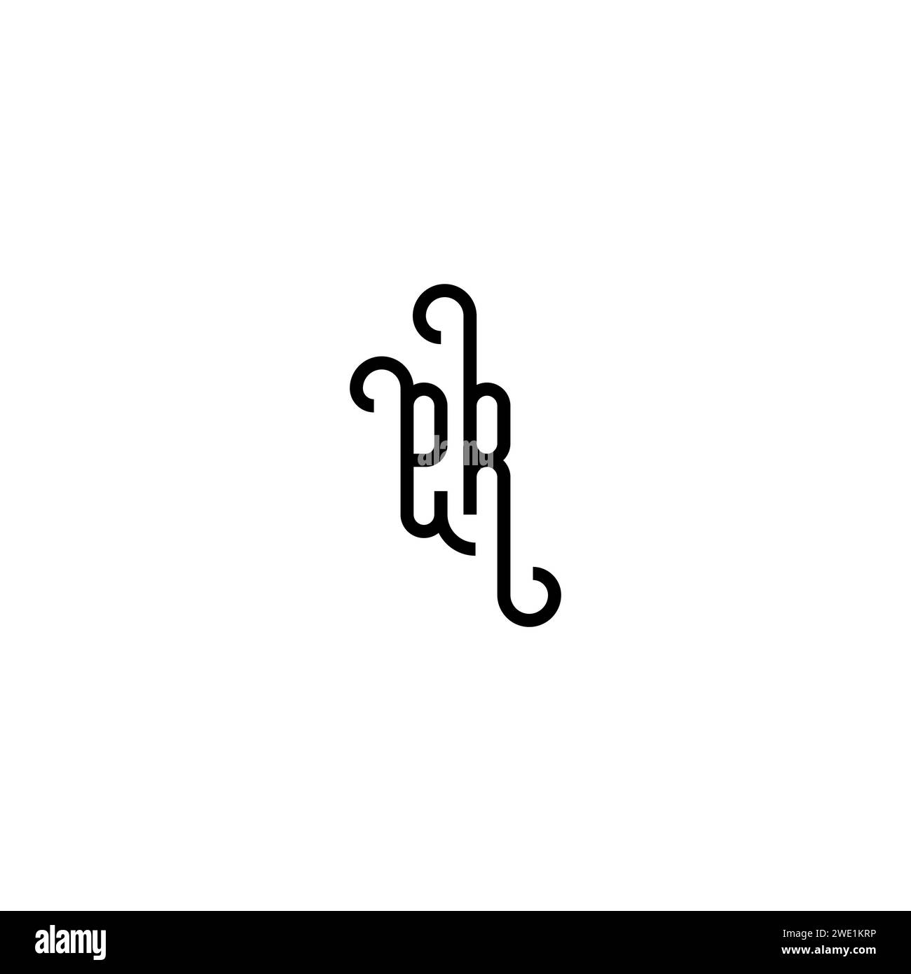 Einfaches, geschwungenes Konzept, erstes Logo-Design, schwarz-weißer Hintergrund Stock Vektor